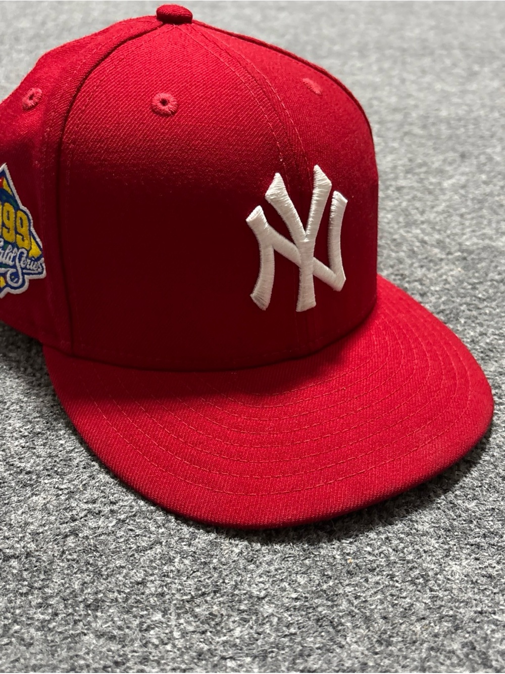 New York Yankees Hat Cap 7 1/8 New Era Red 1999 World Series MLB Yellow UV